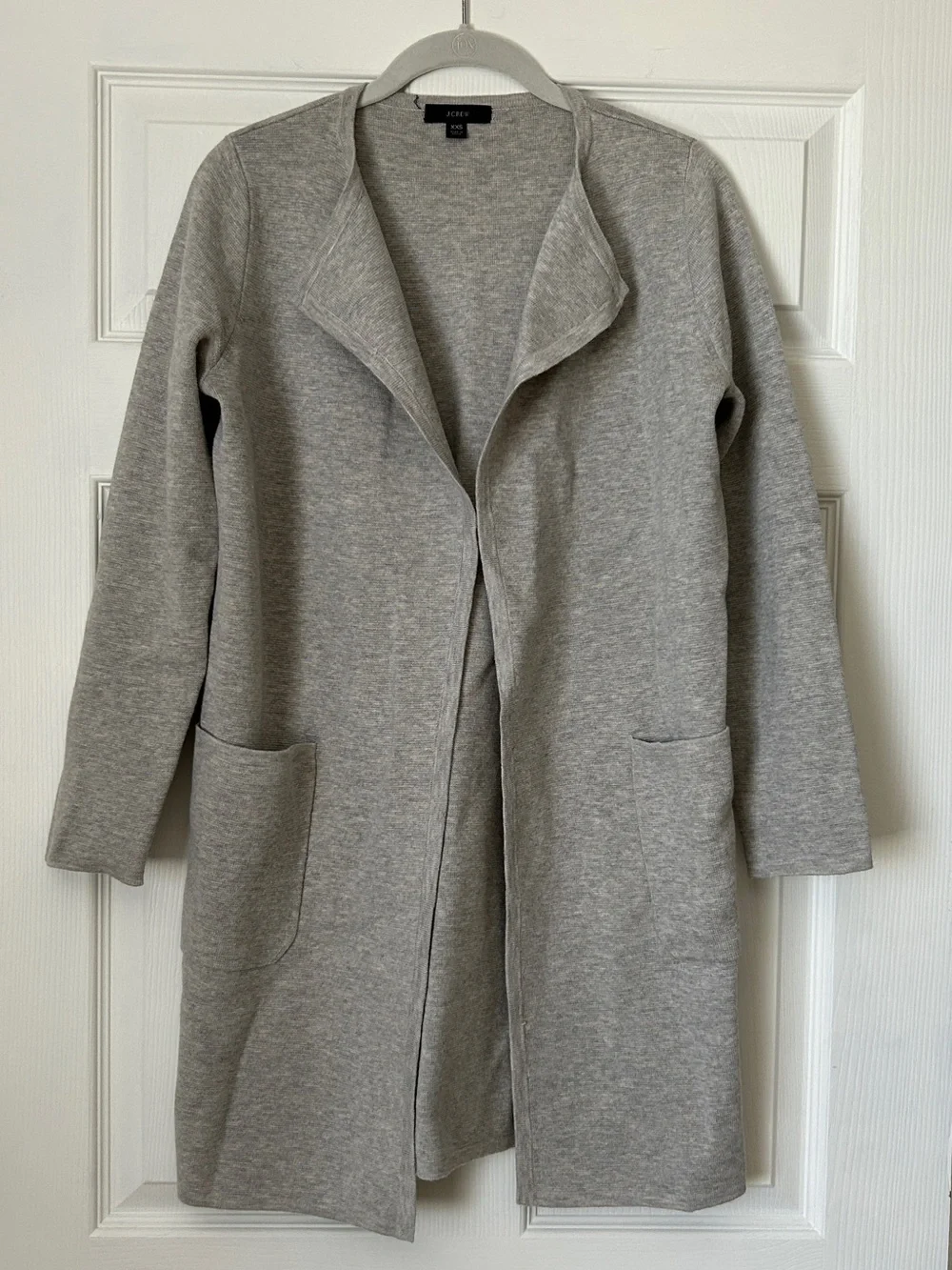 J. Crew Heather Gray Open-Front Long Cardigan